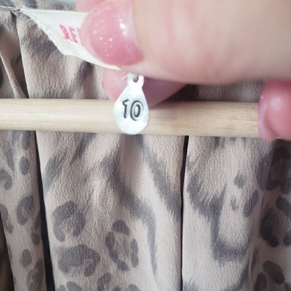 Rebecca Taylor Meow Animal Print 100% Silk Dress Size 10 Ruffle Hem Mob Wife - Picture 7 of 10